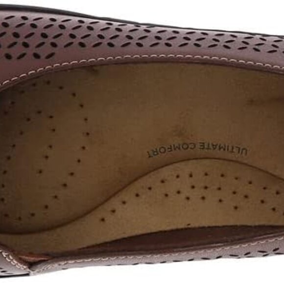 Women's Leather Ballet Flat 8 Dark Tan Comfort Cushioned Support Flexible - Picture 3 of 8